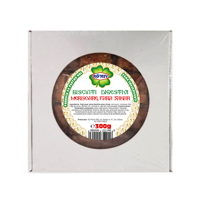 Biscuiti digestivi cu merisoare (fara zahar) Romiv - 300 g imagine produs 2021 Romiv